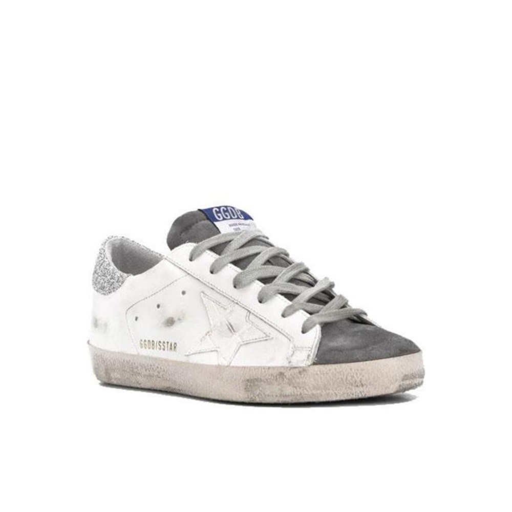 Golden Goose - Superstar Sneaker in DARK GREY suede, WHITE leather & glitter